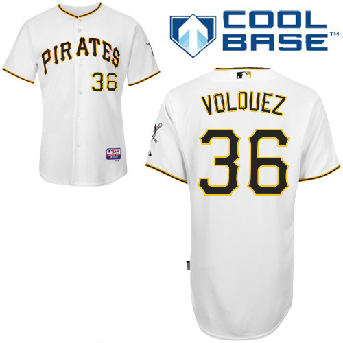 Edinson Volquez #36 MLB Jersey-Pittsburgh Pirates Men's Authentic Home White Cool Base Baseball Jersey